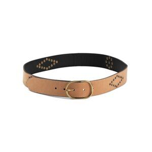 PERSAMAN NEW YORK Black Made In Italy Leather Studded Belt